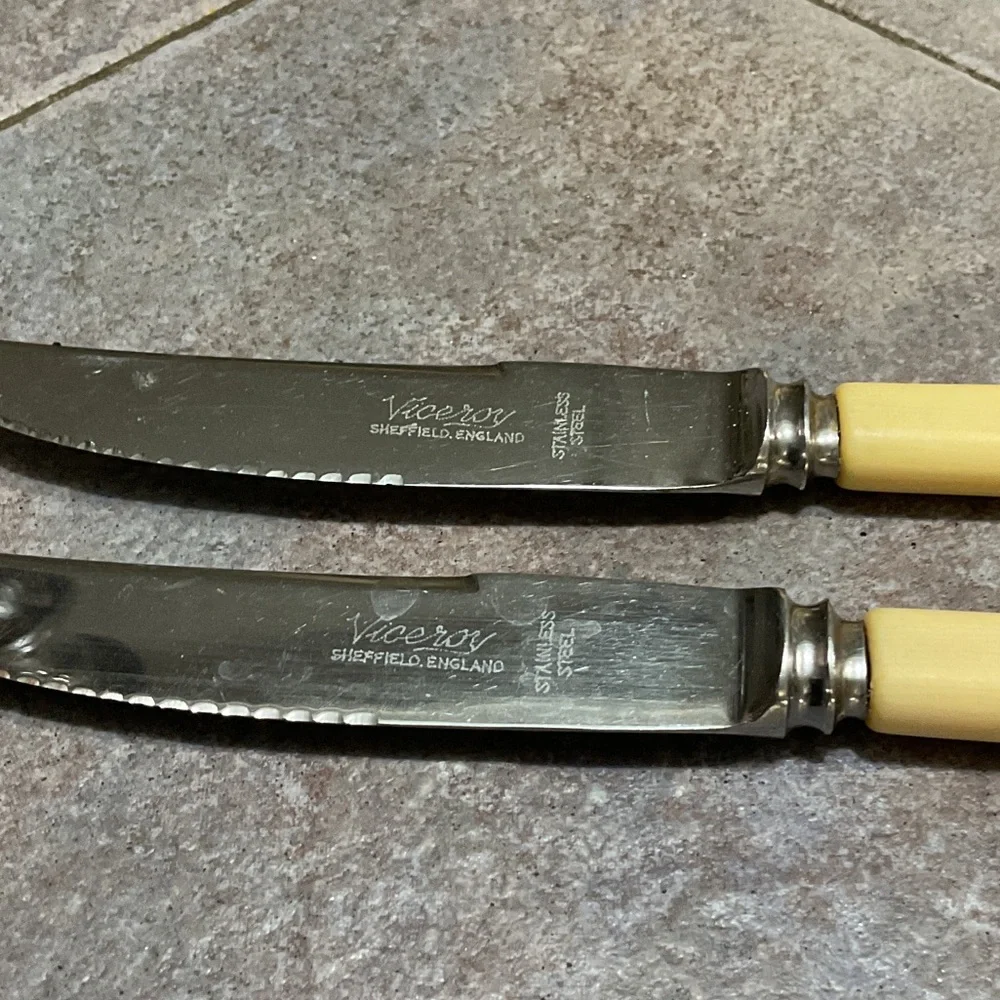 Vintage Cream and Yellow Cutlery Set